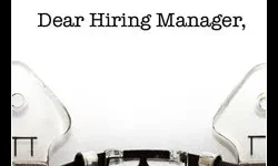 Cover Letters A typewriter types "Dear Hiring Manager," on a sheet of white paper.